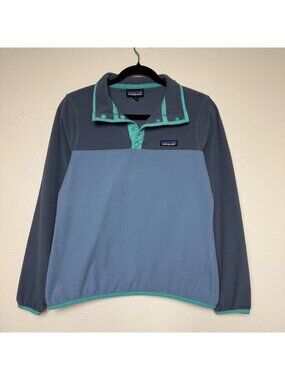 Patagonia Womens Lightweight Synchilla Snap-T Fleece Pullover Blue & Gray Sz S